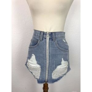 Carmar Blue Distressed Mini Skirt